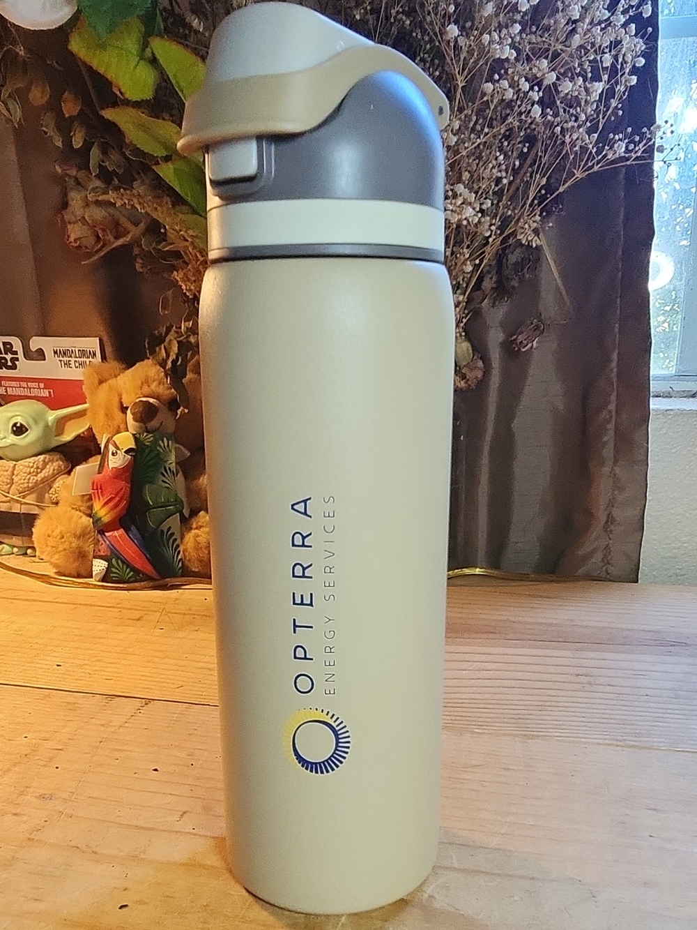 Three Toned Stainless Steel Pop Straw Water Bottle 27 Oz. NWOT